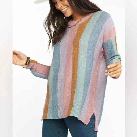 NWT Show Me Your MuMu Elodie Sweater Dusty Stripe Knit Oversized Beachy Casual - Picture 3 of 12